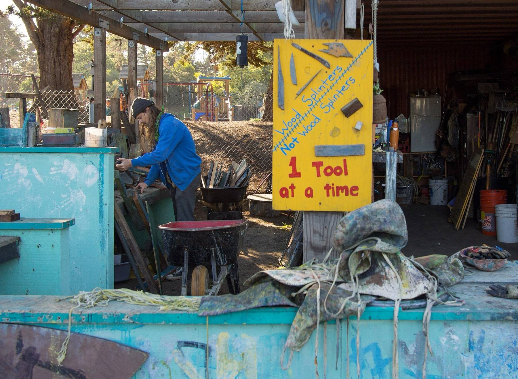 Adventure Playground, Berkeley: staffed tool and lumber shed