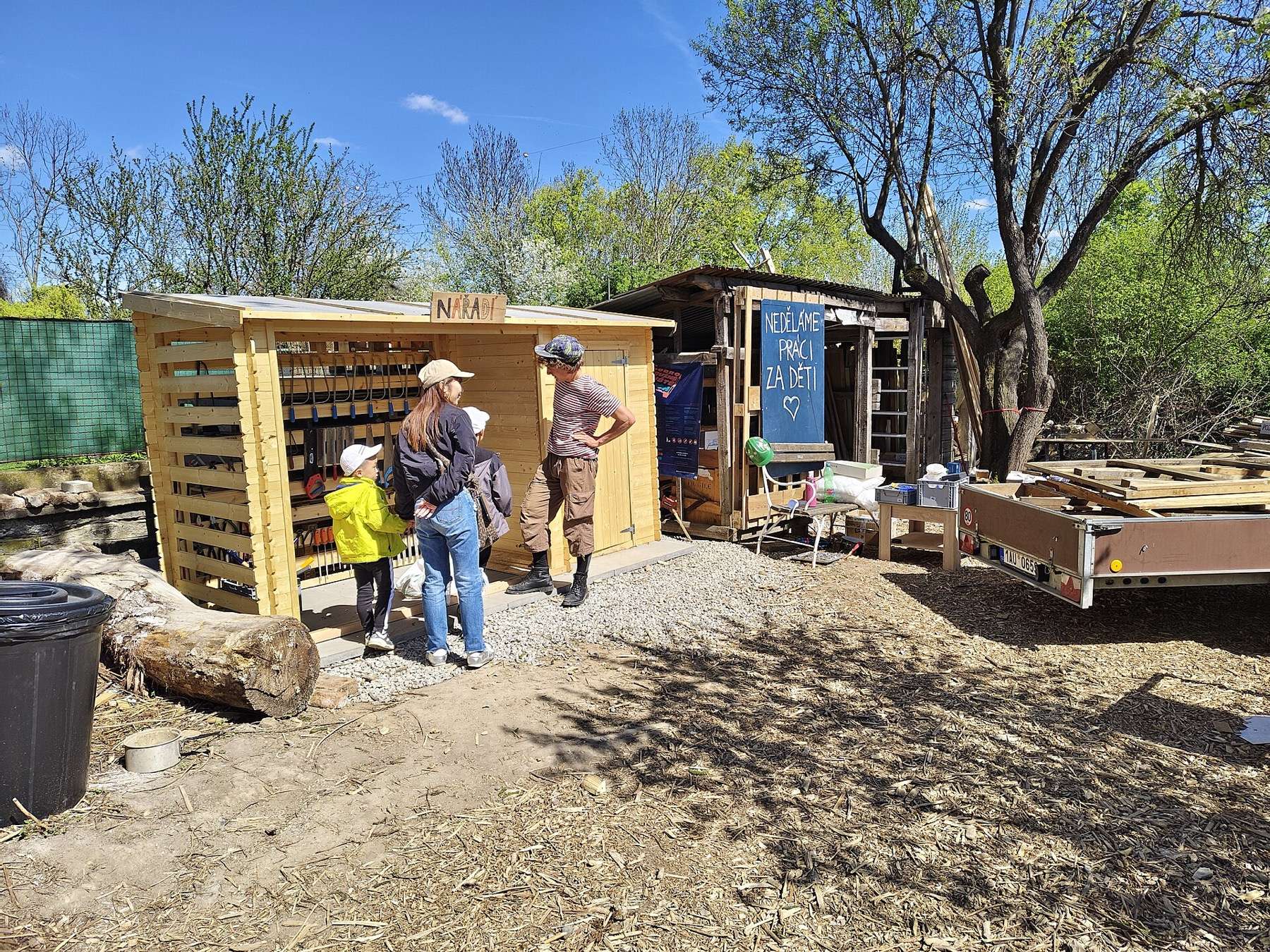 Vypich Adventure Playground, Prague: tool storage shed and lending point
